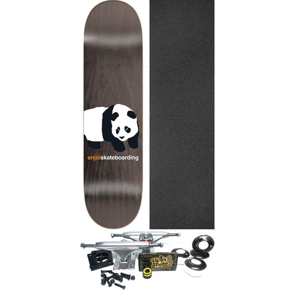 Enjoi Skateboards Peekaboo Panda Grey Skateboard Deck Resin-7 - 8" x 31.9" - Complete Skateboard Bundle