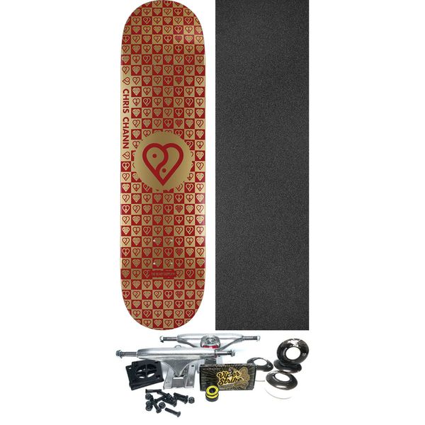 The Heart Supply Skateboards Chris Chann Trinity Gold Foil Skateboard Deck - 8" x 31.875" - Complete Skateboard Bundle