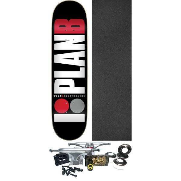 Plan B Skateboards Team Red Skateboard Deck - 7.75" x 31.625" - Complete Skateboard Bundle