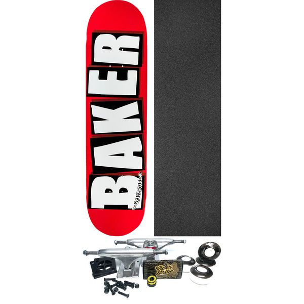 Baker Skateboards Brand Logo Red / White Skateboard Deck - 7.56" x 31.25" - Complete Skateboard Bundle