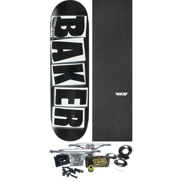 Baker Skateboards Brand Logo Black / White Skateboard Deck - 8" x 31.5" - Complete Skateboard Bundle