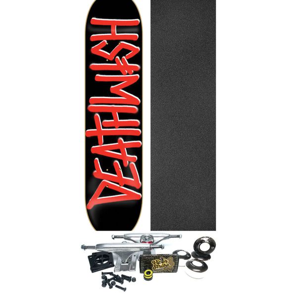 Deathwish Skateboards Deathspray Black / Red Skateboard Deck - 8" x 31.5" - Complete Skateboard Bundle