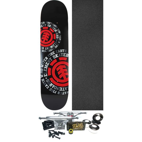 Element Skateboards Dispersion Black Skateboard Deck - 8" x 31.75" - Complete Skateboard Bundle