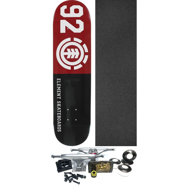 Element Skateboards 92 Classic Black / Red / White Skateboard Deck - 8" x 31.75" - Complete Skateboard Bundle