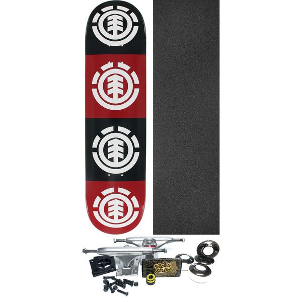 Element Skateboards Quadrant Red / Black / White Skateboard Deck - 7.75" x 31.7" - Complete Skateboard Bundle