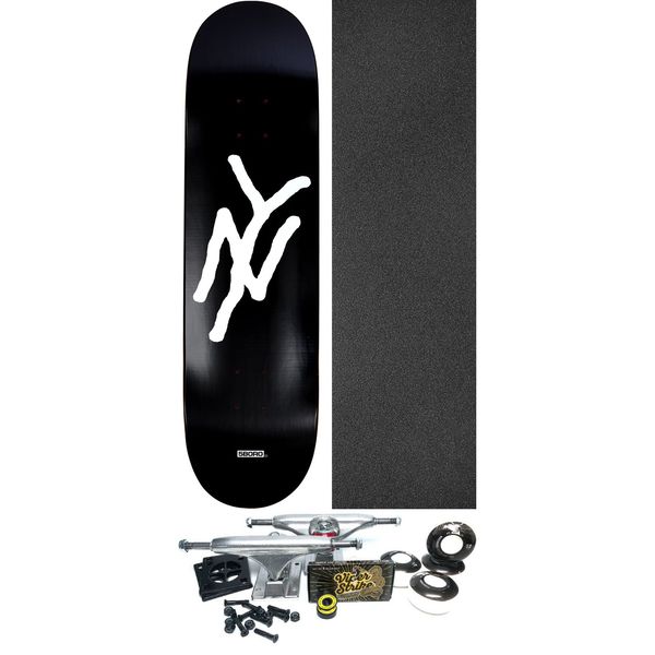 5Boro NYC Skateboards NY Logo Black Skateboard Deck - 8" x 32" - Complete Skateboard Bundle