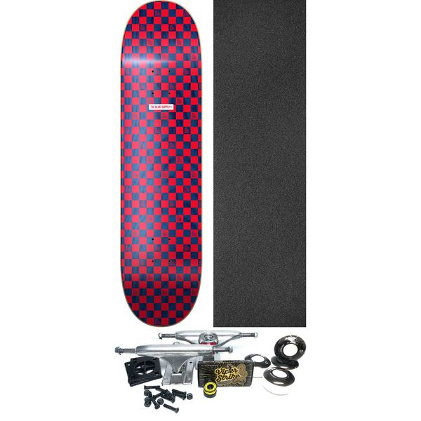 The Heart Supply Skateboards Checkers Red / Navy Skateboard Deck - 8" x 31.875" - Complete Skateboard Bundle