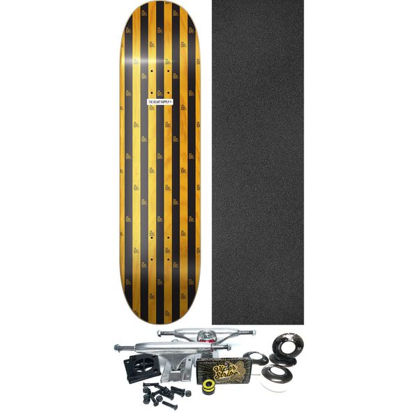 The Heart Supply Skateboards Stripes Black / Yellow Skateboard Deck - 8" x 31.875" - Complete Skateboard Bundle