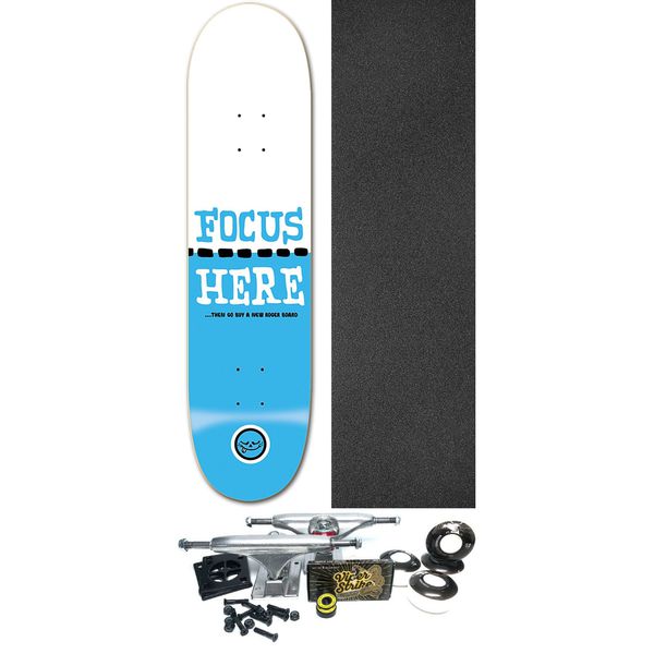 Roger Skateboards Focus Here Skateboard Deck - 8" x 31.5" - Complete Skateboard Bundle