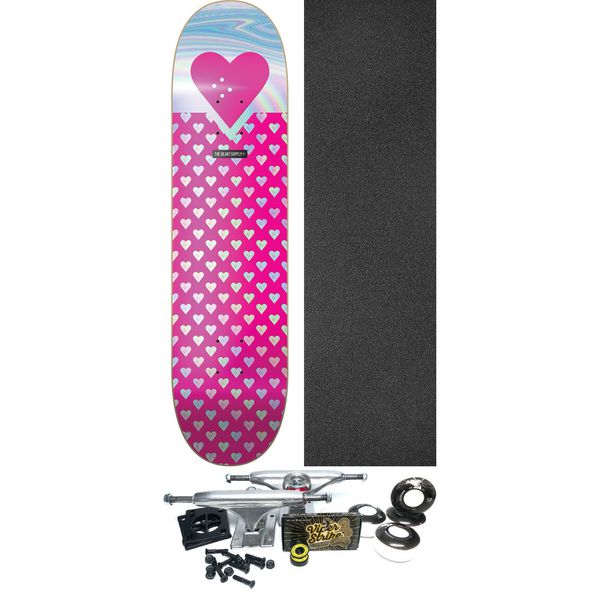 The Heart Supply Skateboards Sweethearts Foil Pink Skateboard Deck - 7.75" x 31.5" - Complete Skateboard Bundle