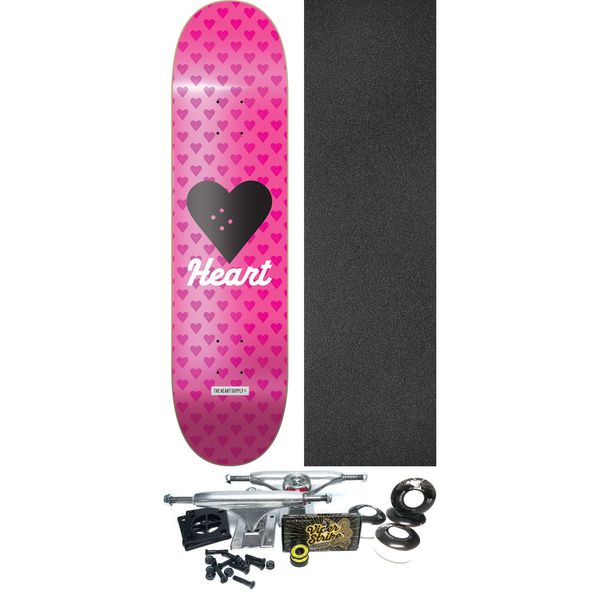 The Heart Supply Skateboards Vertical Flow Neon Pink Skateboard Deck - 8" x 32" - Complete Skateboard Bundle