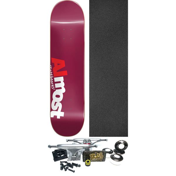 Almost Skateboards Most Burgundy Skateboard Deck Hybrid - 8" x 31.6" - Complete Skateboard Bundle