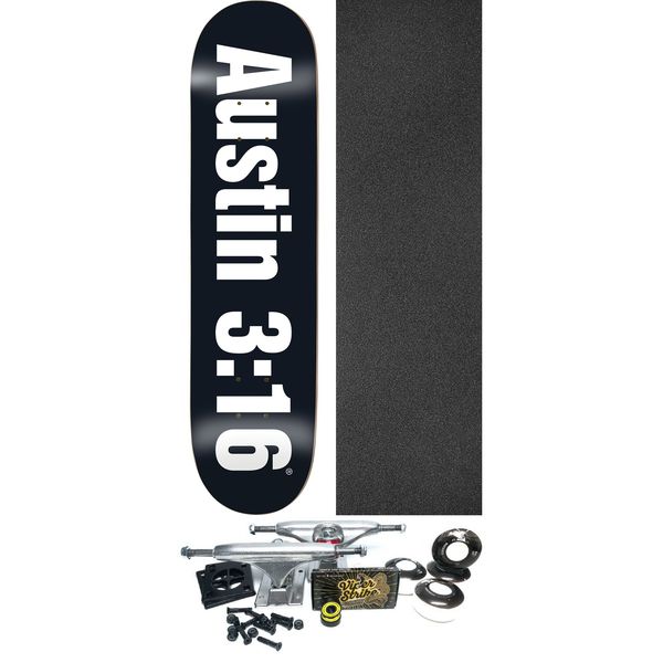 Enjoi Skateboards Three Sixteen Black Skateboard Deck Resin-7 - 8.5" x 32.1" - Complete Skateboard Bundle