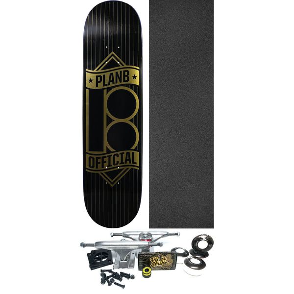 Plan B Skateboards Banner Gold Skateboard Deck - 8.375" x 32" - Complete Skateboard Bundle