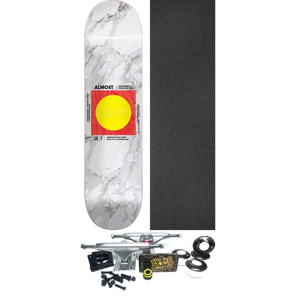 Almost Skateboards Minimalist White Skateboard Deck Resin-7 - 8.5" x 32.2" - Complete Skateboard Bundle