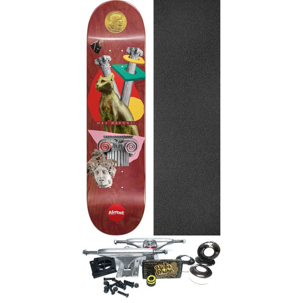 Almost Skateboards Max Geronzi Relics Maroon Skateboard Deck Resin-7 - 8.37" x 31.6" - Complete Skateboard Bundle