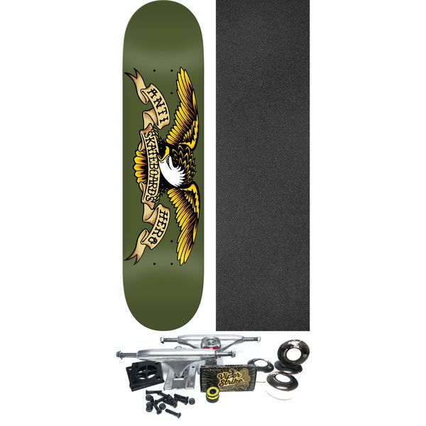Anti Hero Skateboards Classic Eagle Green Skateboard Deck - 8.38" x 32.75" - Complete Skateboard Bundle