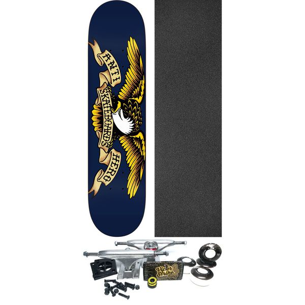 Anti Hero Skateboards Classic Eagle Navy Skateboard Deck - 8.5" x 32" - Complete Skateboard Bundle