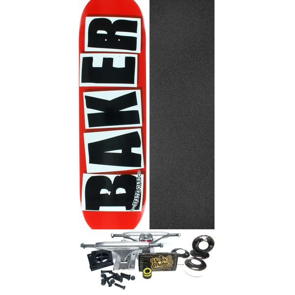 Baker Skateboards Brand Logo Red / Black Skateboard Deck - 8.38" x 32" - Complete Skateboard Bundle