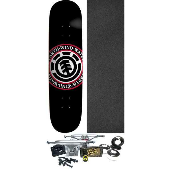 Element Skateboards Elemental Seal Black Skateboard Deck - 8.3" x 32.25" - Complete Skateboard Bundle