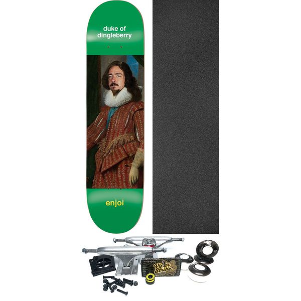 Enjoi Skateboards Caswell Berry Renaissance Green Skateboard Deck Impact Light - 8.5" x 32.2" - Complete Skateboard Bundle