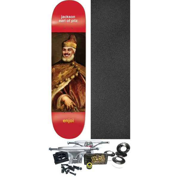 Enjoi Skateboards Jackson Pilz Renaissance Red Skateboard Deck Resin-7 - 8.5" x 32.2" - Complete Skateboard Bundle