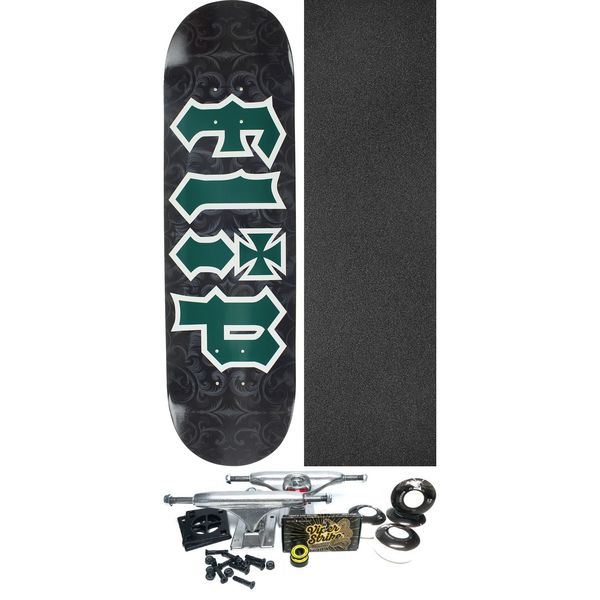 Flip Skateboards HKD Gothic Green Skateboard Deck - 8.38" x 32" - Complete Skateboard Bundle