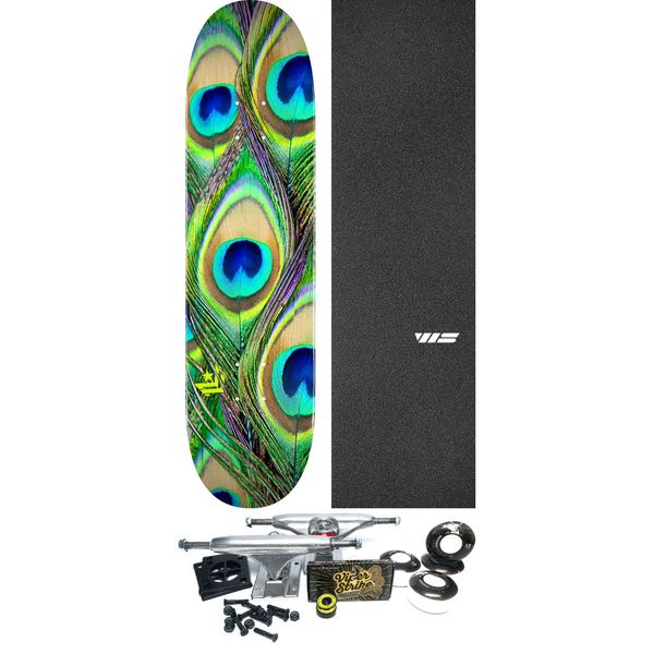 Mini Logo Skateboards Peacock Feather Skateboard Deck 244/K-20 - 8.5" x 32.08" - Complete Skateboard Bundle