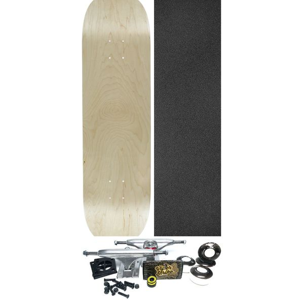 Blank Skateboards Natural Skateboard Deck - 8.5" x 33" - Complete Skateboard Bundle