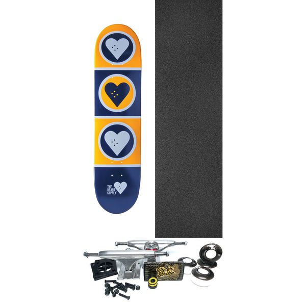 The Heart Supply Skateboards Squad Blue / Yellow Skateboard Deck - 7.75" x 31.5" - Complete Skateboard Bundle