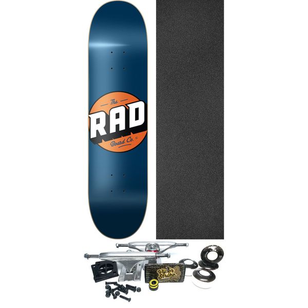RAD Wheels Solid Navy / Orange Skateboard Deck - 7.75" x 31.875" - Complete Skateboard Bundle