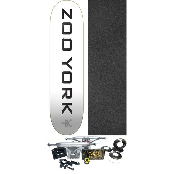 Zoo York Skateboards OG 95 Logo Block White / Black / Grey Skateboard Deck - 7.75" x 31.5" - Complete Skateboard Bundle