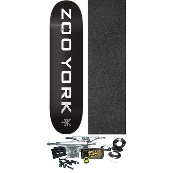 Zoo York Skateboards OG 95 Logo Block Black / White / Grey Skateboard Deck - 8" x 31.875" - Complete Skateboard Bundle
