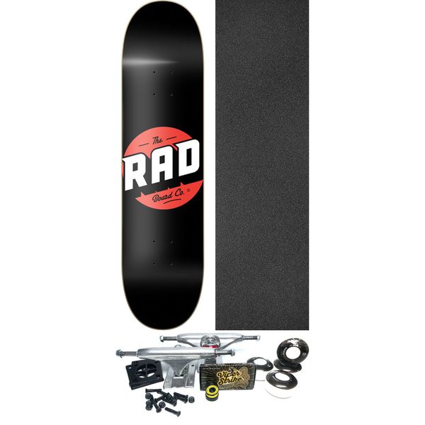 RAD Wheels Solid Black / Red Skateboard Deck - 7.75" x 31.875" - Complete Skateboard Bundle