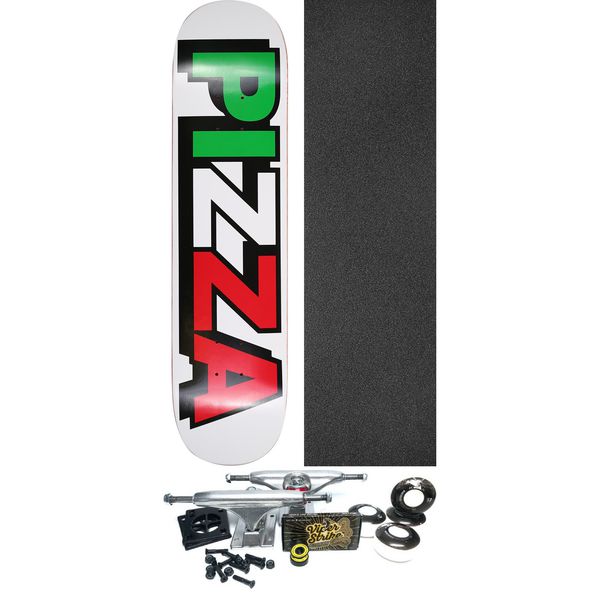 Pizza Skateboards Tri Logo Skateboard Deck - 7.75" x 31.5" - Complete Skateboard Bundle