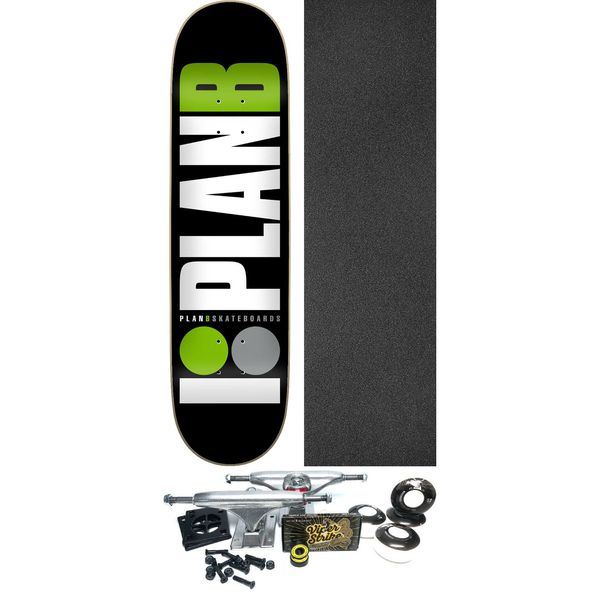 Plan B Skateboards Team Green Skateboard Deck - 8" x 31.75" - Complete Skateboard Bundle