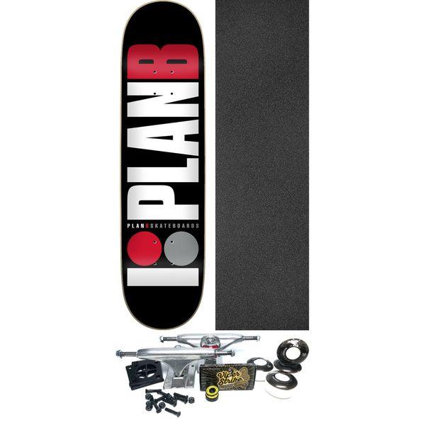 Plan B Skateboards Team Red Skateboard Deck - 8" x 31.85" - Complete Skateboard Bundle