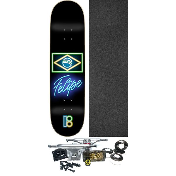 Plan B Skateboards Felipe Gustavo Neon Skateboard Deck - 7.75" x 31.625" - Complete Skateboard Bundle