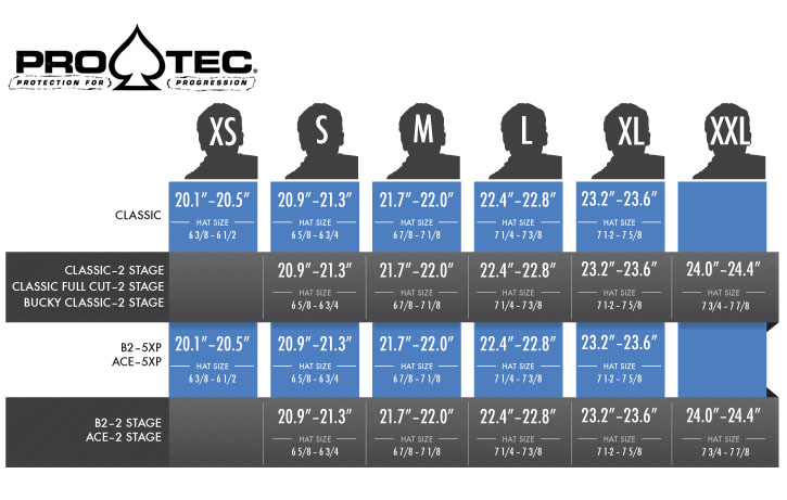 Pro Tec Classic Helmet Size Chart