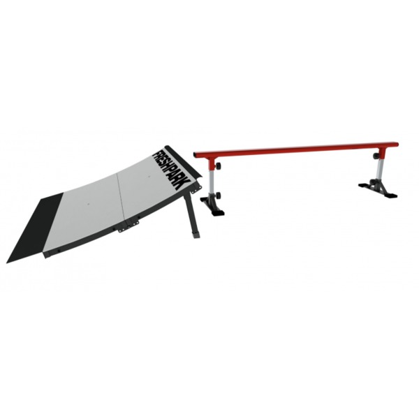 Freshpark 6 Foot Adjustable Height Grind Rail with Launch Ramp