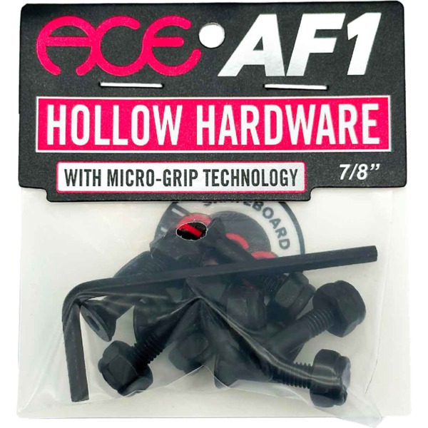 Ace Trucks MFG. Allen Hollow with Grippers Black Skateboard Hardware Set - 7/8"