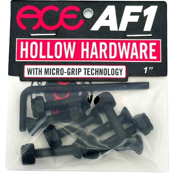 Ace Trucks MFG. Allen Hollow with Grippers Black Skateboard Hardware Set - 1"