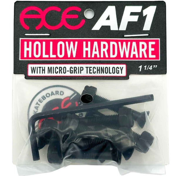 Ace Trucks MFG. Allen Hollow with Grippers Black Skateboard Hardware Set - 1.25"