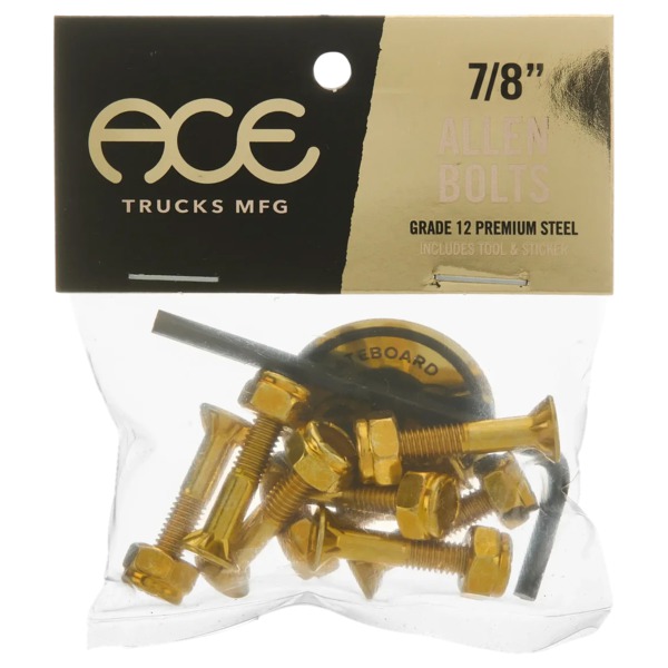 Ace Trucks MFG. Allen Gold Skateboard Hardware Set - 7/8"