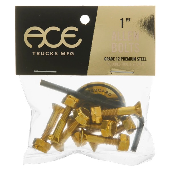 Ace Trucks MFG. Allen Gold Skateboard Hardware Set - 1"