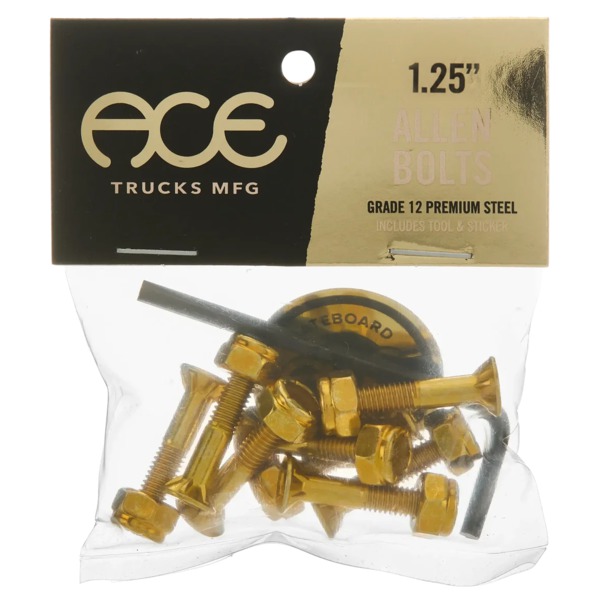 Ace Trucks MFG. Allen Gold Skateboard Hardware Set - 1 1/4"