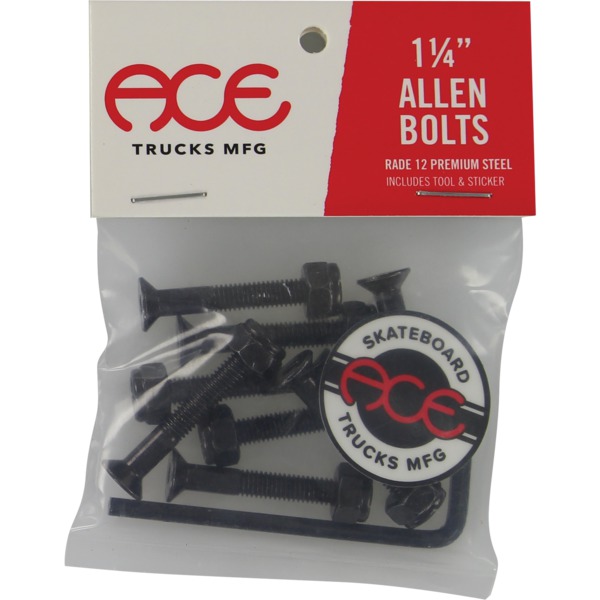 Ace Trucks MFG. Allen Head Black Skateboard Hardware Set - 1 1/4"