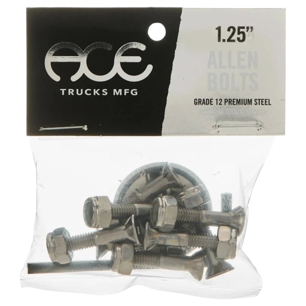 Ace Trucks MFG. Allen Silver Skateboard Hardware Set - 1 1/4"