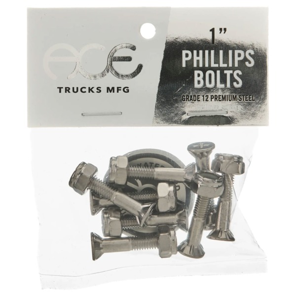 Ace Trucks MFG. Phillips Silver Skateboard Hardware Set - 1"