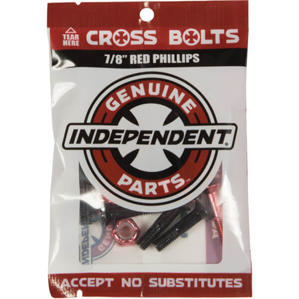 Independent Truck Company Cross Phillips Head Black / Red Skateboard Hardware Set - 7/8"